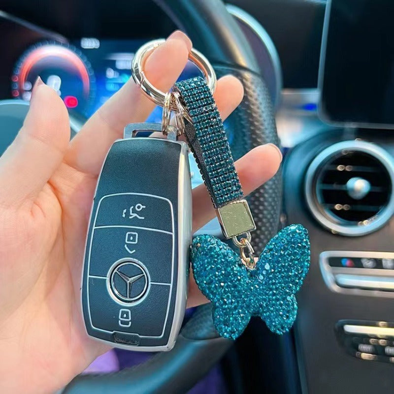 Wholesale Full Diamond Butterfly Set Diamond Ring Car Keychains
